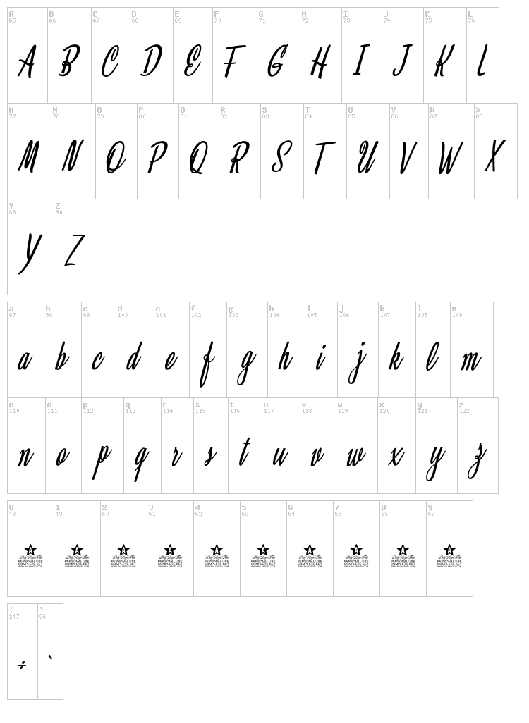 Clarice font map